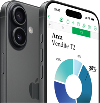 Un iPhone 17 che mostra il retro e la fotocamera, con davanti un altro iPhone 17 che mostra un grafico e le funzioni di Numbers