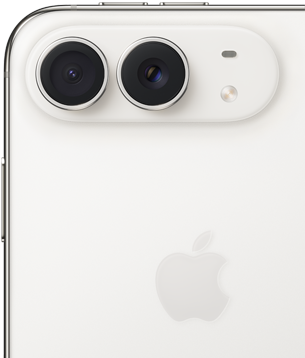Pannello posteriore con il logo Apple, doppia fotocamera e flash