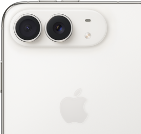 Pannello posteriore con il logo Apple, doppia fotocamera e flash